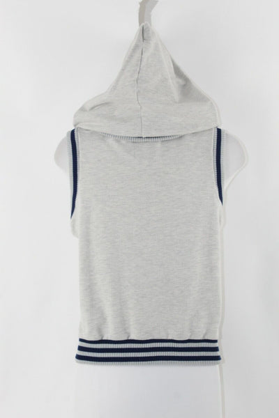 Papaya PY S Gray Navy Detachable Hood Snap Front Cotton Poly Spandex Vest