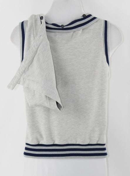 Papaya PY S Gray Navy Detachable Hood Snap Front Cotton Poly Spandex Vest