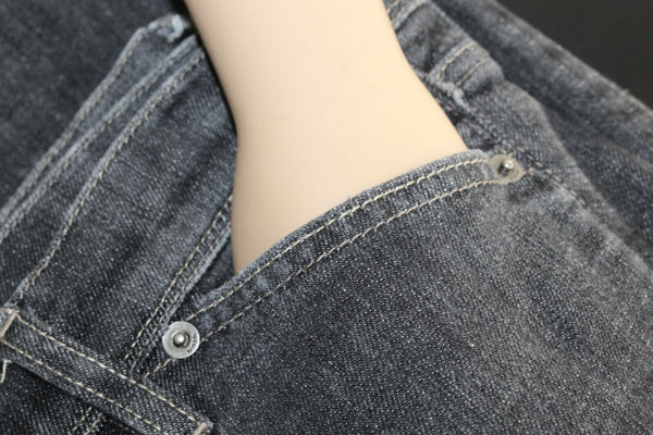 Noir Sz 8 x 32 Charcoal Gray Denim Cotton Blend Back Flap Pocket Jeans