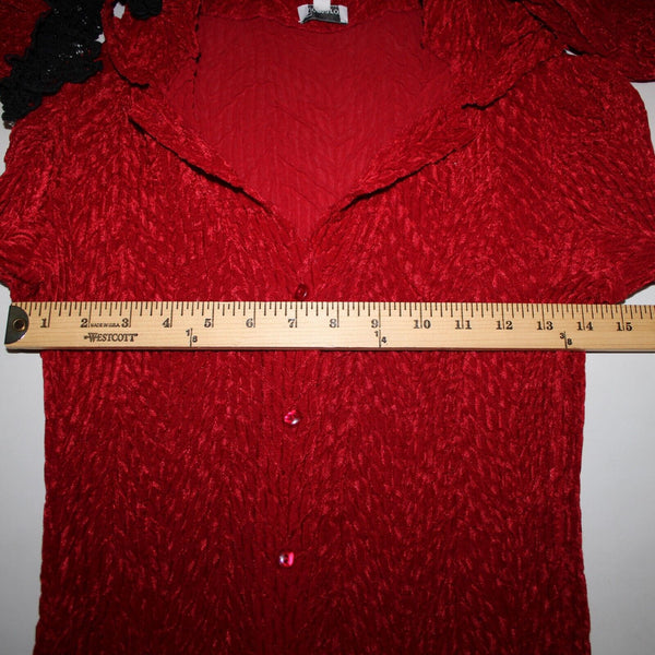 Komarov Sz S Red Black Lace Trim Corset Laced 100% Polyester 3 Piece Skirt Suit