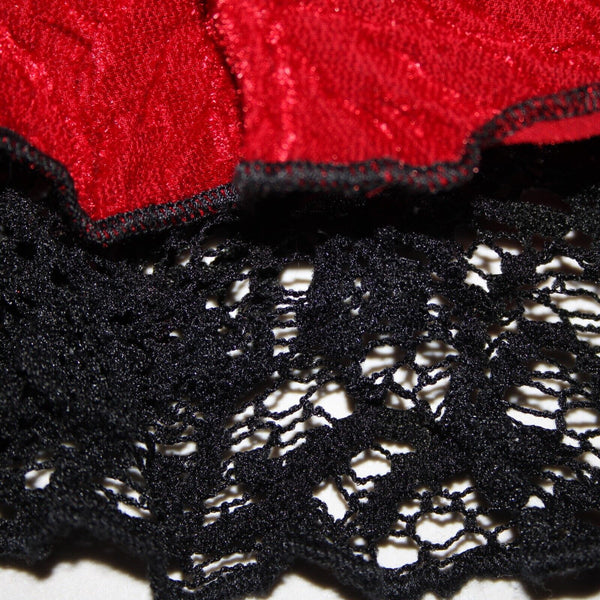 Komarov Sz S Red Black Lace Trim Corset Laced 100% Polyester 3 Piece Skirt Suit