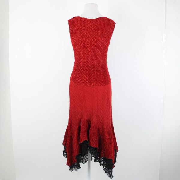 Komarov Sz S Red Black Lace Trim Corset Laced 100% Polyester 3 Piece Skirt Suit