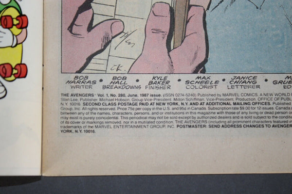 Marvel 1987 The Avengers Vol.1 No 280 June Comic Book