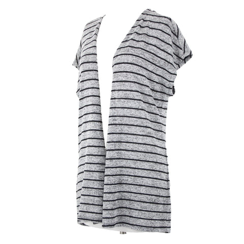 White House Black Market NEW $60 Sz S Silver Glitter Black Striped Poly Wrap