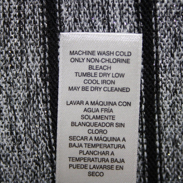 White House Black Market NEW $60 Sz S Silver Glitter Black Striped Poly Wrap