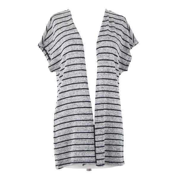 White House Black Market NEW $60 Sz S Silver Glitter Black Striped Poly Wrap