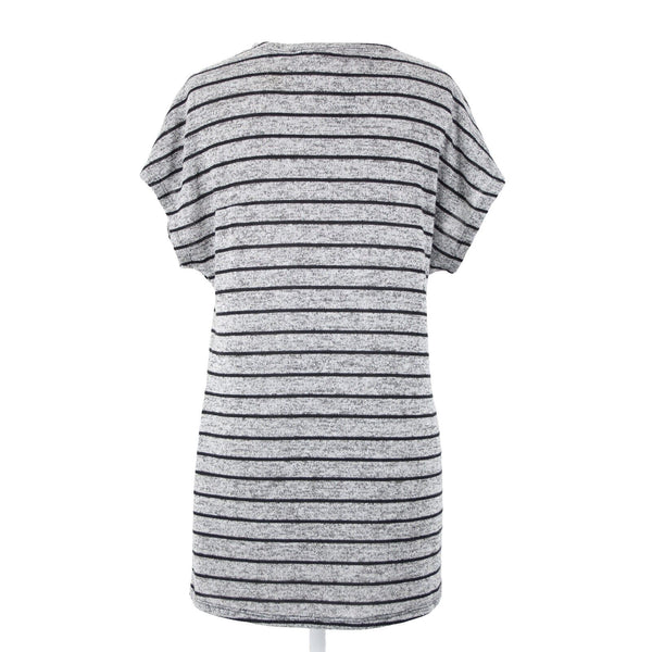 White House Black Market NEW $60 Sz S Silver Glitter Black Striped Poly Wrap