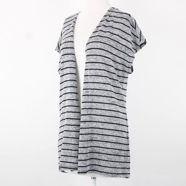 White House Black Market NEW $60 Sz S Silver Glitter Black Striped Poly Wrap