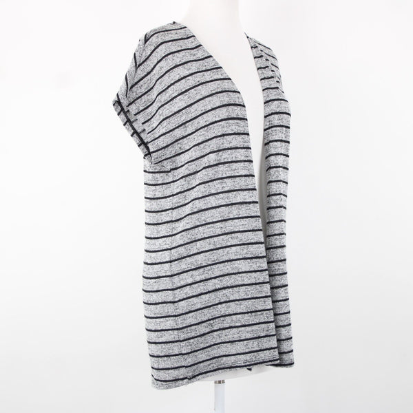 White House Black Market NEW $60 Sz S Silver Glitter Black Striped Poly Wrap