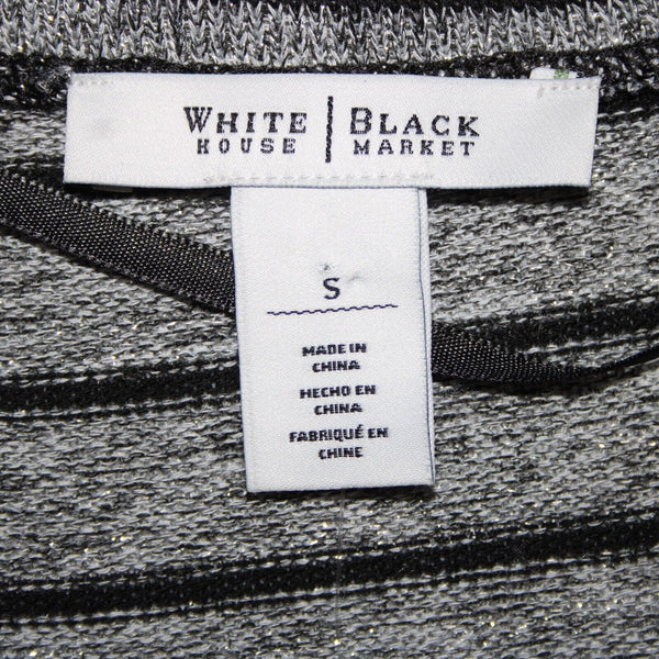White House Black Market NEW $60 Sz S Silver Glitter Black Striped Poly Wrap