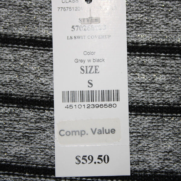 White House Black Market NEW $60 Sz S Silver Glitter Black Striped Poly Wrap
