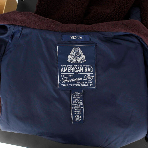 American Rag Cie NEW $80 Sz M Burgundy Navy Blue Hooded Zip Up Jacket