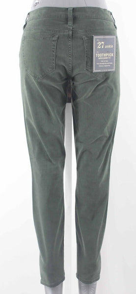 J Crew Toothpick NEW $98 Sz 27 X 28 Moss Green Ankle Cotton Blend Pant