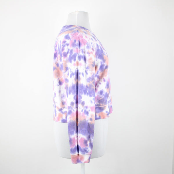 Elizabeth And James Sz L Purple Multi Crop Long Sleeve Cotton Poly Sweater
