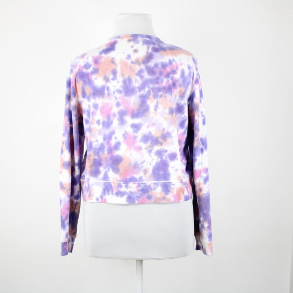 Elizabeth And James Sz L Purple Multi Crop Long Sleeve Cotton Poly Sweater