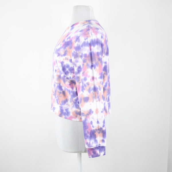 Elizabeth And James Sz L Purple Multi Crop Long Sleeve Cotton Poly Sweater