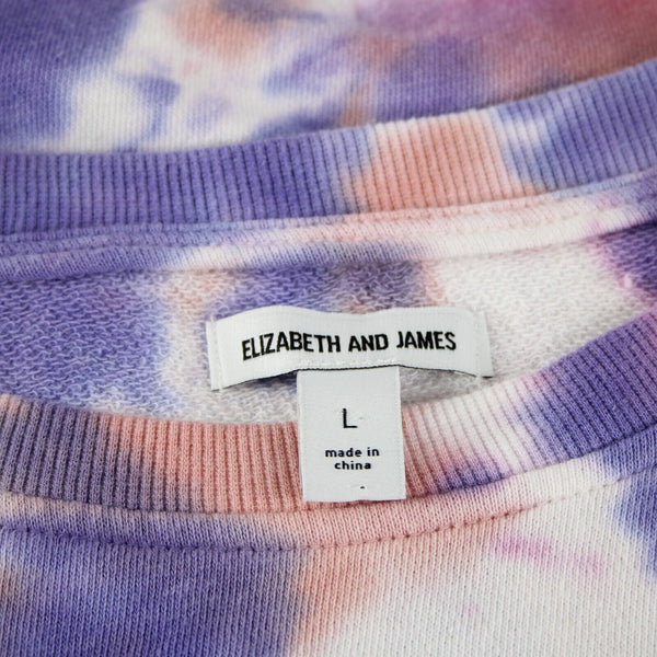 Elizabeth And James Sz L Purple Multi Crop Long Sleeve Cotton Poly Sweater
