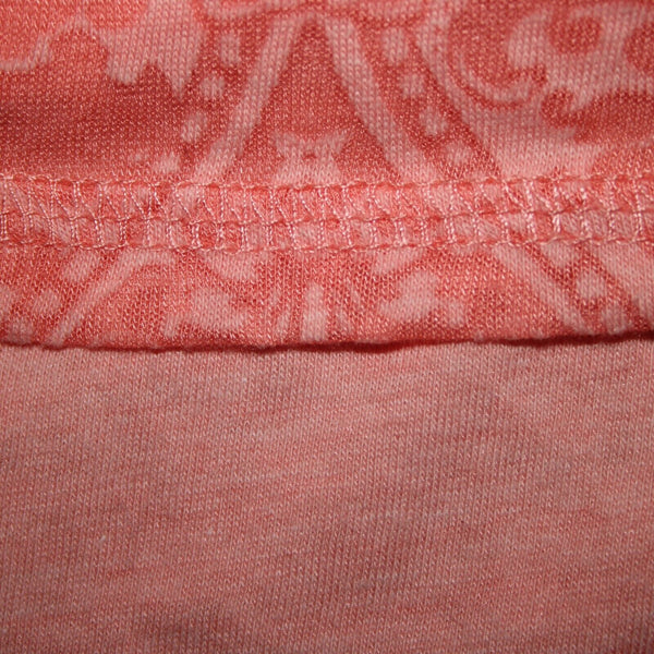 Telluride Sz M Peach Pink Print Empire Tied Back Cotton Polyester Knit Dress