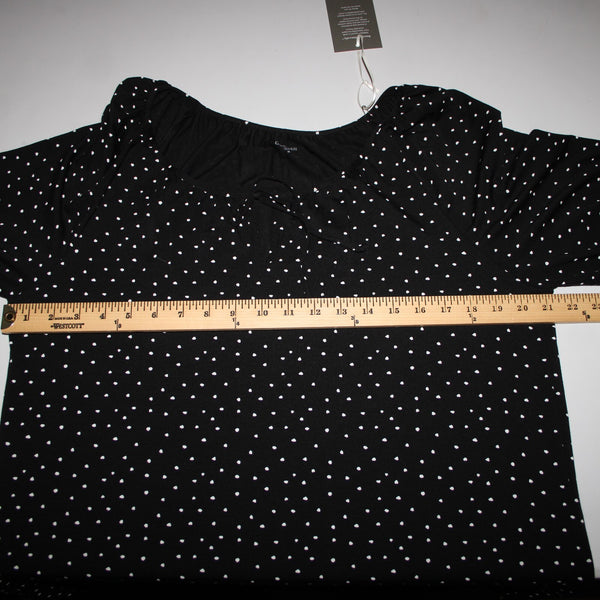 Garnet Hill NEW Sz M Black White Polka Dot Scoop Neck Tencel Lyocell Spandex Top