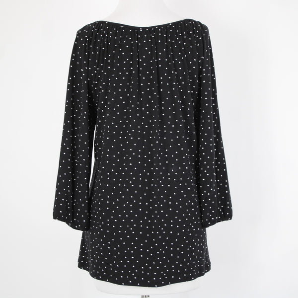 Garnet Hill NEW Sz M Black White Polka Dot Scoop Neck Tencel Lyocell Spandex Top