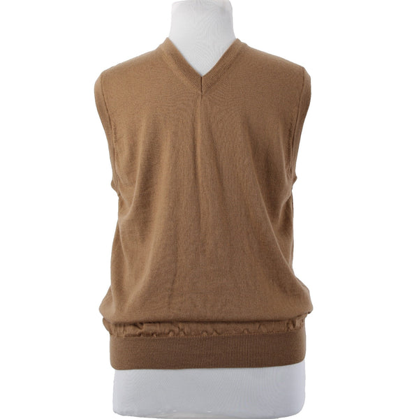 Barisal Sweater Sz 52 Brown V Neck Easy Care Wool Vest Sweater