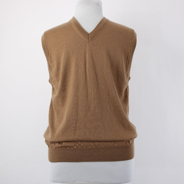 Barisal Sweater Sz 52 Brown V Neck Easy Care Wool Vest Sweater
