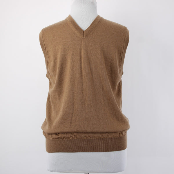 Barisal Sweater Sz 52 Brown V Neck Easy Care Wool Vest Sweater