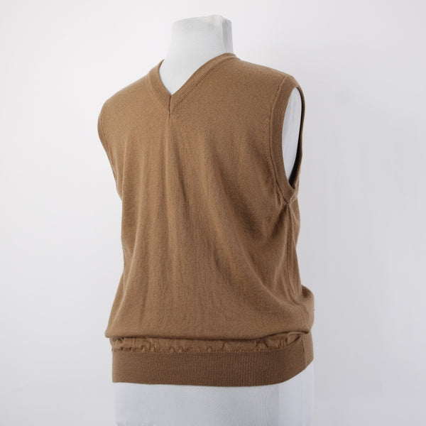 Barisal Sweater Sz 52 Brown V Neck Easy Care Wool Vest Sweater