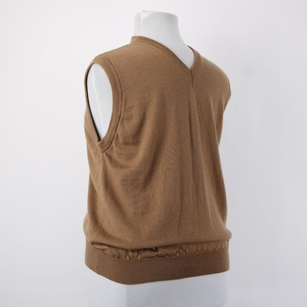 Barisal Sweater Sz 52 Brown V Neck Easy Care Wool Vest Sweater