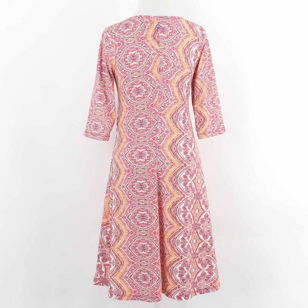 Prana Sz S Magenta Multi Side Ruch Secret Pocket Stretchy Knit Dress