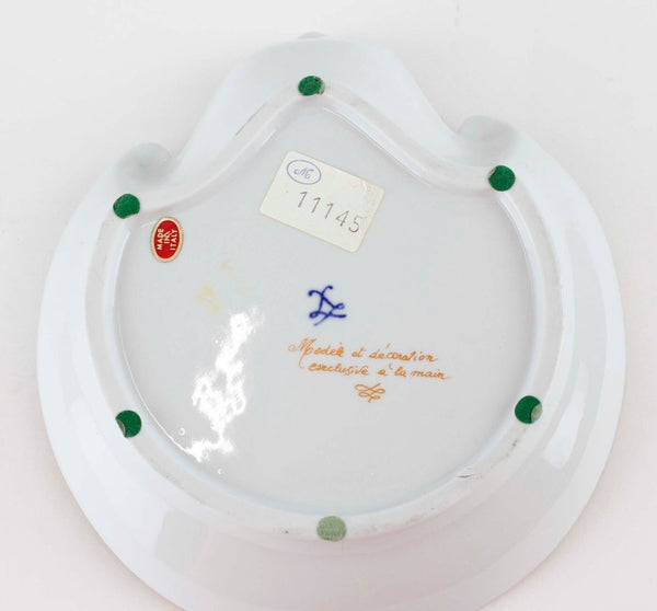Vincennes Blue White Gold Multi Shell Shaped Hand Painted Bird Scene Bowl