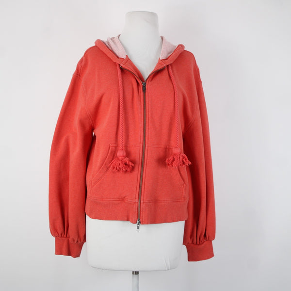 Cabi Sz M Coral Pink Hooded Zipper Cotton Polyester Spandex Jacket