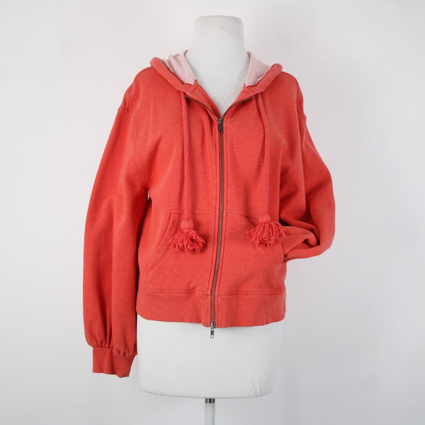 Cabi Sz M Coral Pink Hooded Zipper Cotton Polyester Spandex Jacket