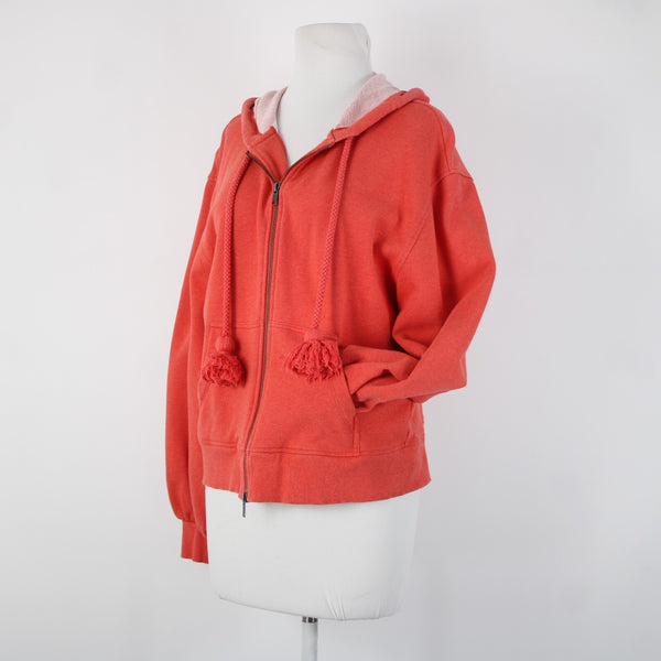 Cabi Sz M Coral Pink Hooded Zipper Cotton Polyester Spandex Jacket