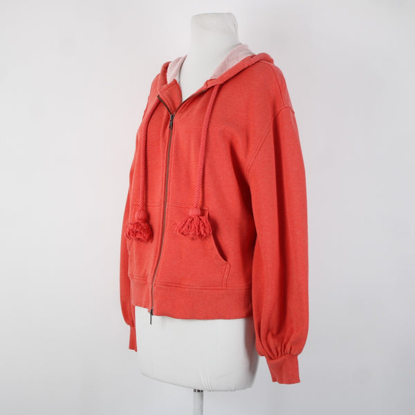 Cabi Sz M Coral Pink Hooded Zipper Cotton Polyester Spandex Jacket