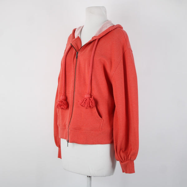 Cabi Sz M Coral Pink Hooded Zipper Cotton Polyester Spandex Jacket