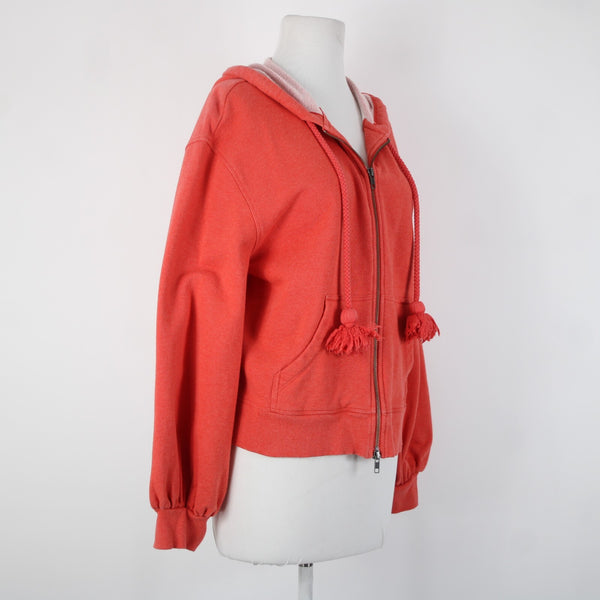 Cabi Sz M Coral Pink Hooded Zipper Cotton Polyester Spandex Jacket