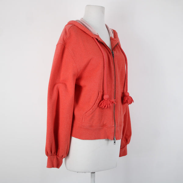 Cabi Sz M Coral Pink Hooded Zipper Cotton Polyester Spandex Jacket