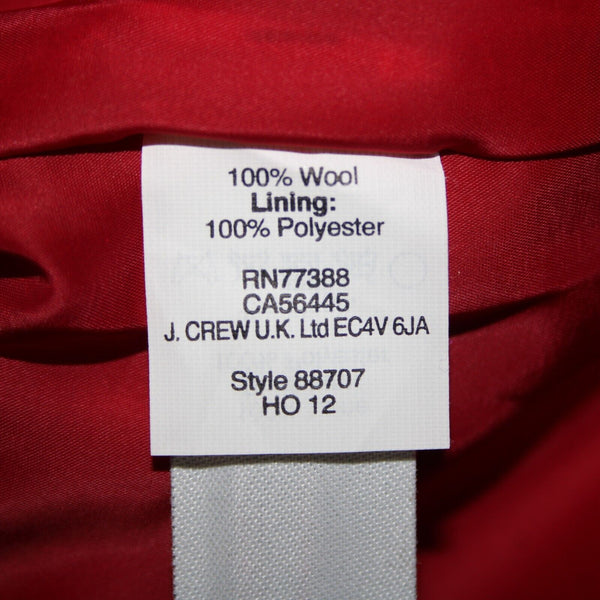 J Crew NEW $130 No 2 Pencil Sz 8 Red Lined Hook Eye Wool Polyester Skirt