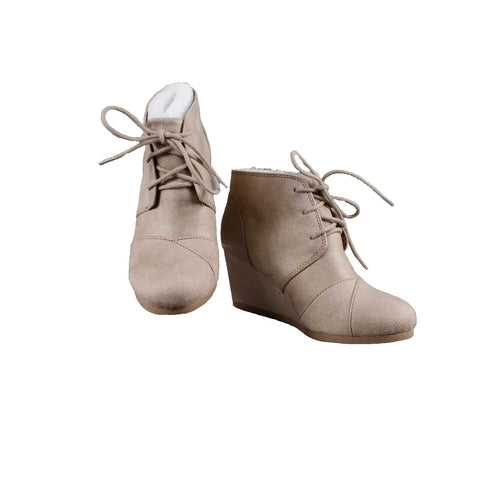 City Classified NEW Sz 6 Tan Lace Up High Wedge Faux Suede Ankle Boot