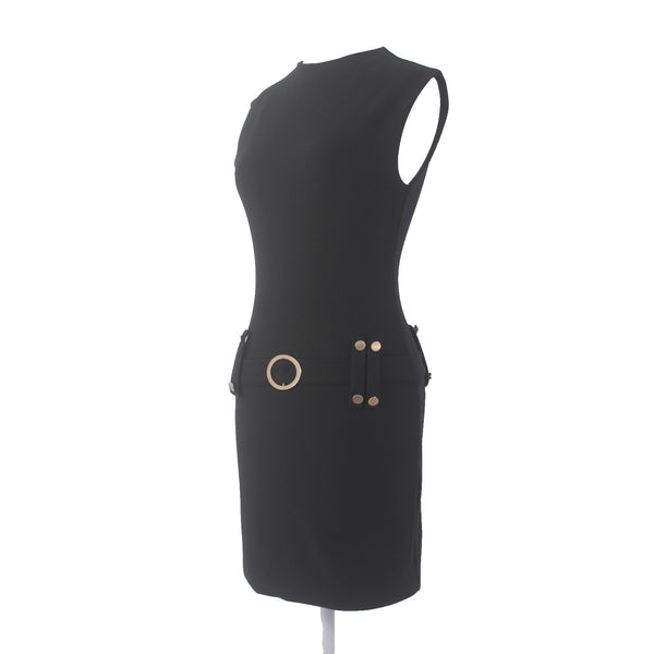 Meshki Dress Sz M Black Gold Hardware Stretch Crepe Poly Elastane Dress
