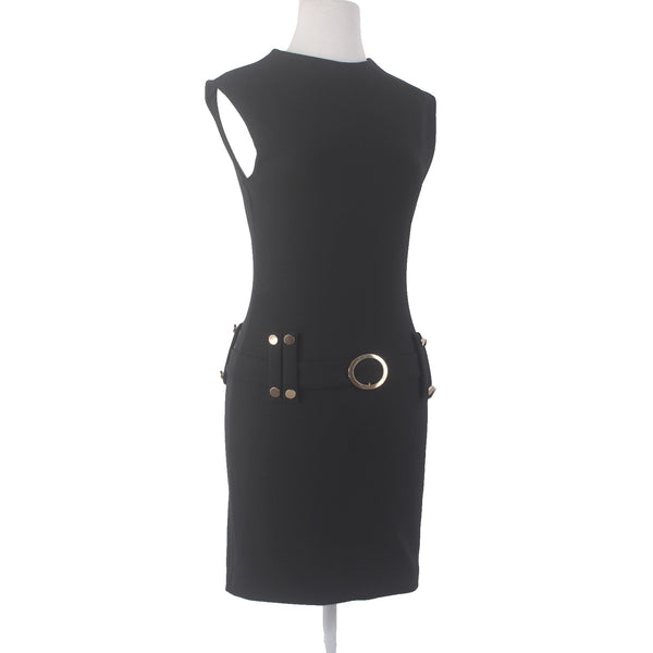 Meshki Dress Sz M Black Gold Hardware Stretch Crepe Poly Elastane Dress