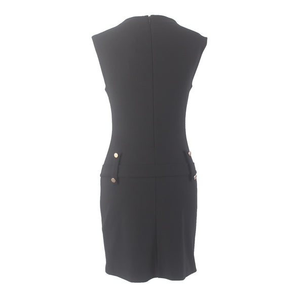 Meshki Dress Sz M Black Gold Hardware Stretch Crepe Poly Elastane Dress