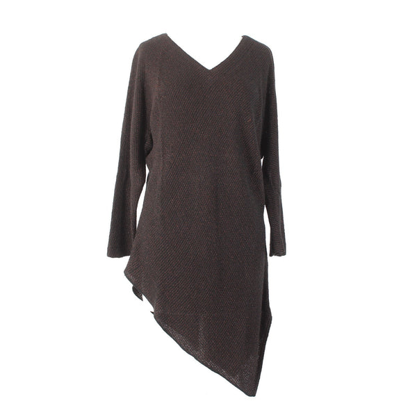 Zonda Nellis Top Sz S Black Brown Asymmetrical Metallic Cotton Top