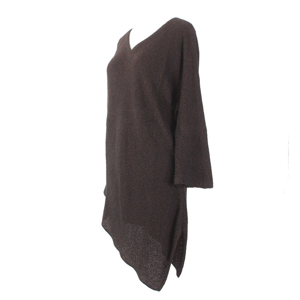 Zonda Nellis Top Sz S Black Brown Asymmetrical Metallic Cotton Top