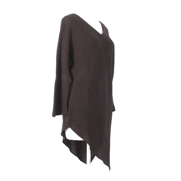 Zonda Nellis Top Sz S Black Brown Asymmetrical Metallic Cotton Top