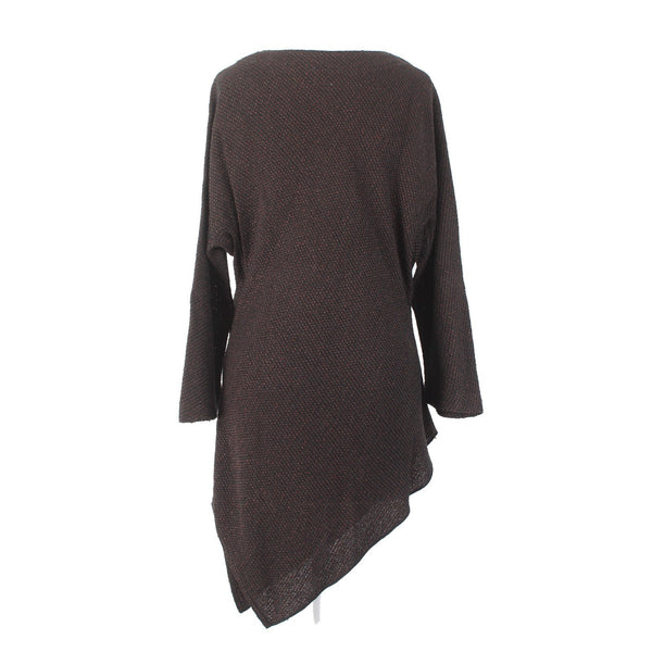 Zonda Nellis Top Sz S Black Brown Asymmetrical Metallic Cotton Top
