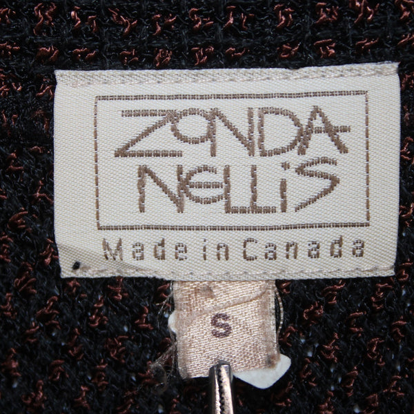 Zonda Nellis Top Sz S Black Brown Asymmetrical Metallic Cotton Top