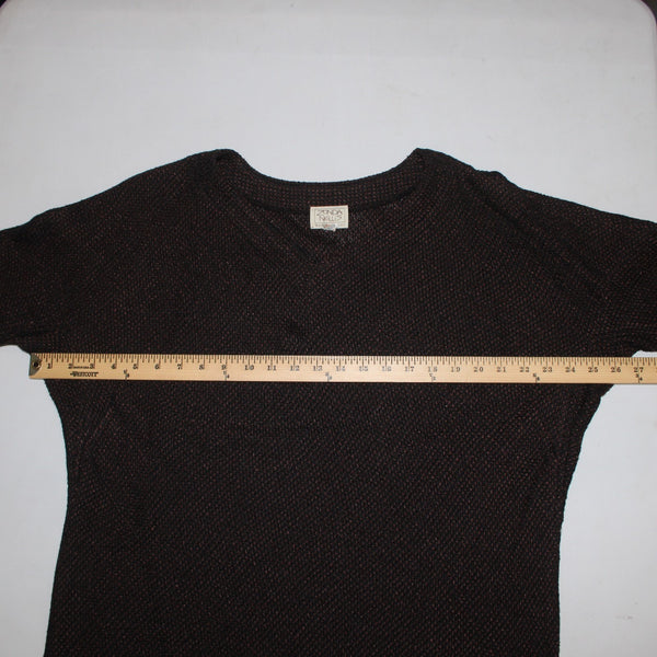 Zonda Nellis Top Sz S Black Brown Asymmetrical Metallic Cotton Top