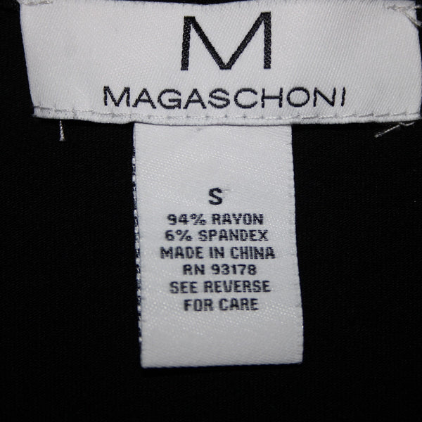 Magaschoni Sz S Black Hi Low Round Neck Hem 3/4 Sleeve Rayon Spandex Top